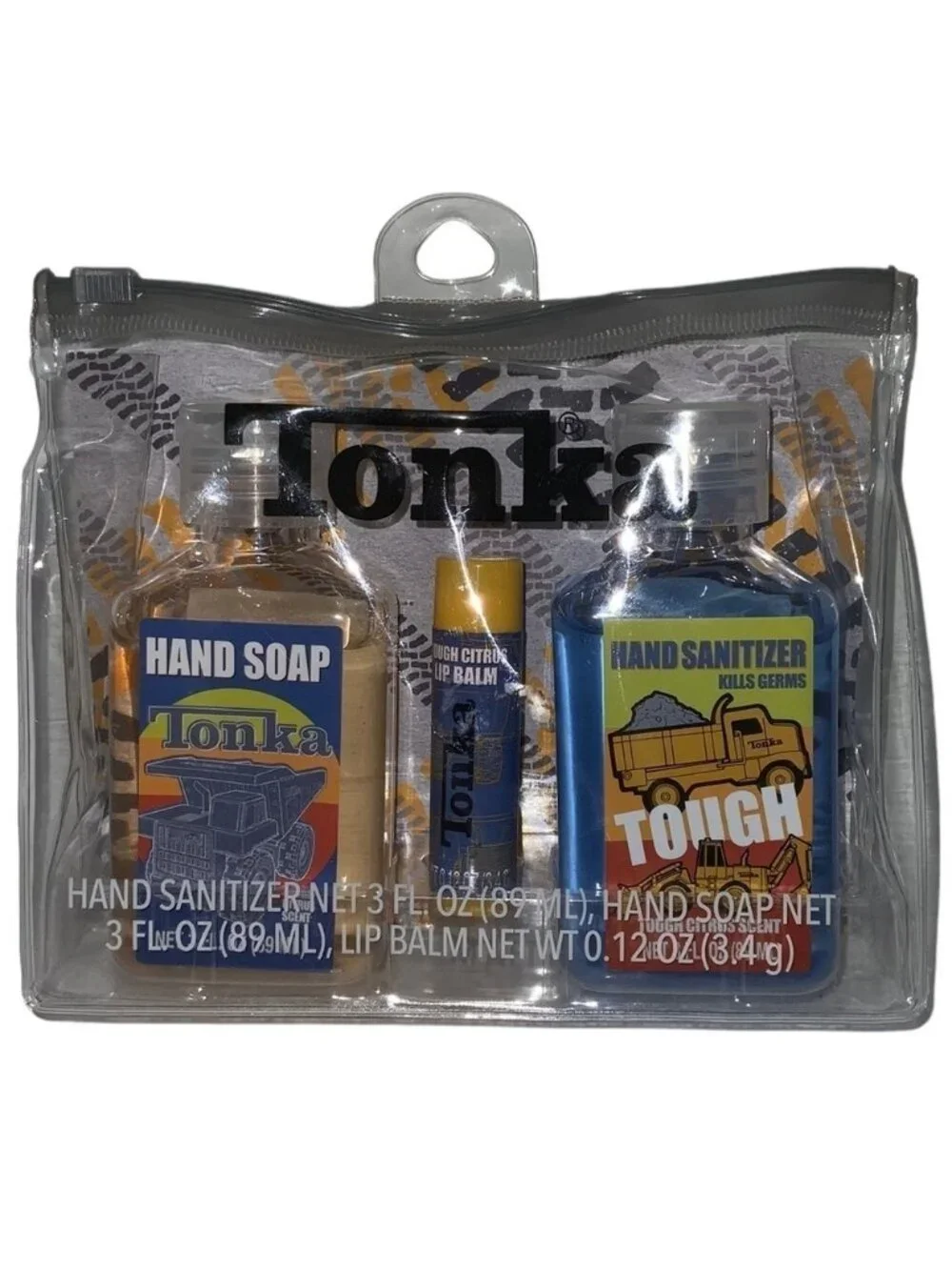 Tonka Kids Gift Set Hygiene Travel Kit  Reusable Case Carry Bag Citrus Scented